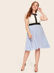 Plus Elastic Waist Pleated Skirt