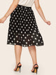 Plus Polka Dot Pleated Skirt