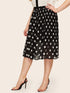 Plus Polka Dot Pleated Skirt