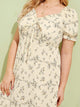  Plus Ditsy Floral Print Tie Front Midi Dress