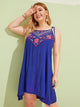 Plus Flower Embroidered Swing Slip Dress