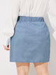 Plus Elastic Waist Button Front Denim Skirt