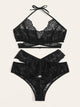 Plus Lace Halter Cut Out Lingerie Set