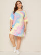 Plus Size Casual Dresses Plus Tie Dye Drop Shoulder T-shirt Dress