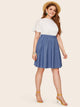 Plus Elastic Waist Denim Skirt