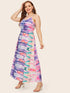 Plus Tie Dye Split Thigh Maxi Slip Dress