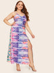 Plus Tie Dye Split Thigh Maxi Slip Dress