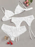 Plus Floral Lace Garter Lingerie Set