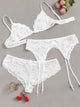 Plus Floral Lace Garter Lingerie Set