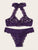 Plus Halter Floral Lace Crotchless Lingerie Set