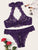 Plus Halter Floral Lace Crotchless Lingerie Set