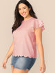 Plus Solid Layered Sleeveless Scalloped Hem Top