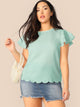 Plus Solid Layered Sleeveless Scalloped Hem Top