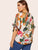 Plus Floral Print Knot Side Blouse