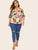 Plus Floral Print Knot Side Blouse