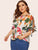 Plus Floral Print Knot Side Blouse