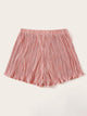 Plus Knot Front Lettuce Trim Pleated Shorts