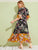 Plus Surplice Large Floral Print Layer Ruffle Hem Dress