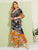 Plus Surplice Large Floral Print Layer Ruffle Hem Dress