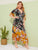 Plus Surplice Large Floral Print Layer Ruffle Hem Dress