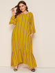 Plus Tribal Print Ruffle Hem Maxi Dress