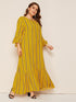 Plus Tribal Print Ruffle Hem Maxi Dress