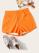 Plus Neon Orange Denim Shorts