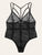 Plus Sheer Mesh Criss Cross Teddy Bodysuit