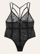 Plus Sheer Mesh Criss Cross Teddy Bodysuit