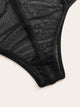 Plus Sheer Mesh Criss Cross Teddy Bodysuit