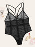 Plus Sheer Mesh Criss Cross Teddy Bodysuit