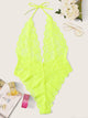 Plus Neon Lime Lace Halter Teddy Bodysuit