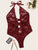 Plus Floral Lace Knot Halter Teddy Bodysuit