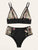 Plus Floral Contrast Mesh Lingerie Set