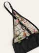 Plus Floral Contrast Mesh Lingerie Set