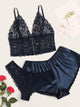 Plus Floral Lace Lingerie Set With Shorts 3pack