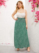 SHEIN Plus Shirred Waist Dalmatian Print Skirt