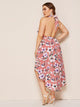 Plus Floral Print High Low Halter Dress