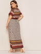 Plus Tribal Print Button Dress