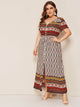 Plus Tribal Print Button Dress