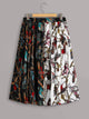 Plus Chain Print Pleated Colorblock Skirt