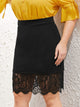 Plus Lace Hem Zipper Skirt