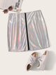 Plus Zip Up Metallic Skirt