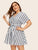 Plus Button Front Self Belt Striped Dress