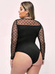 Plus Polka Dot Sheer Mesh Teddy Bodysuit