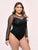 Plus Polka Dot Sheer Mesh Teddy Bodysuit