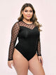 Plus Polka Dot Sheer Mesh Teddy Bodysuit