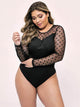 Plus Polka Dot Sheer Mesh Teddy Bodysuit