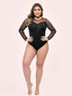 Plus Polka Dot Sheer Mesh Teddy Bodysuit