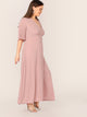 Plus Pleated Sleeve Wrap Maxi Dress